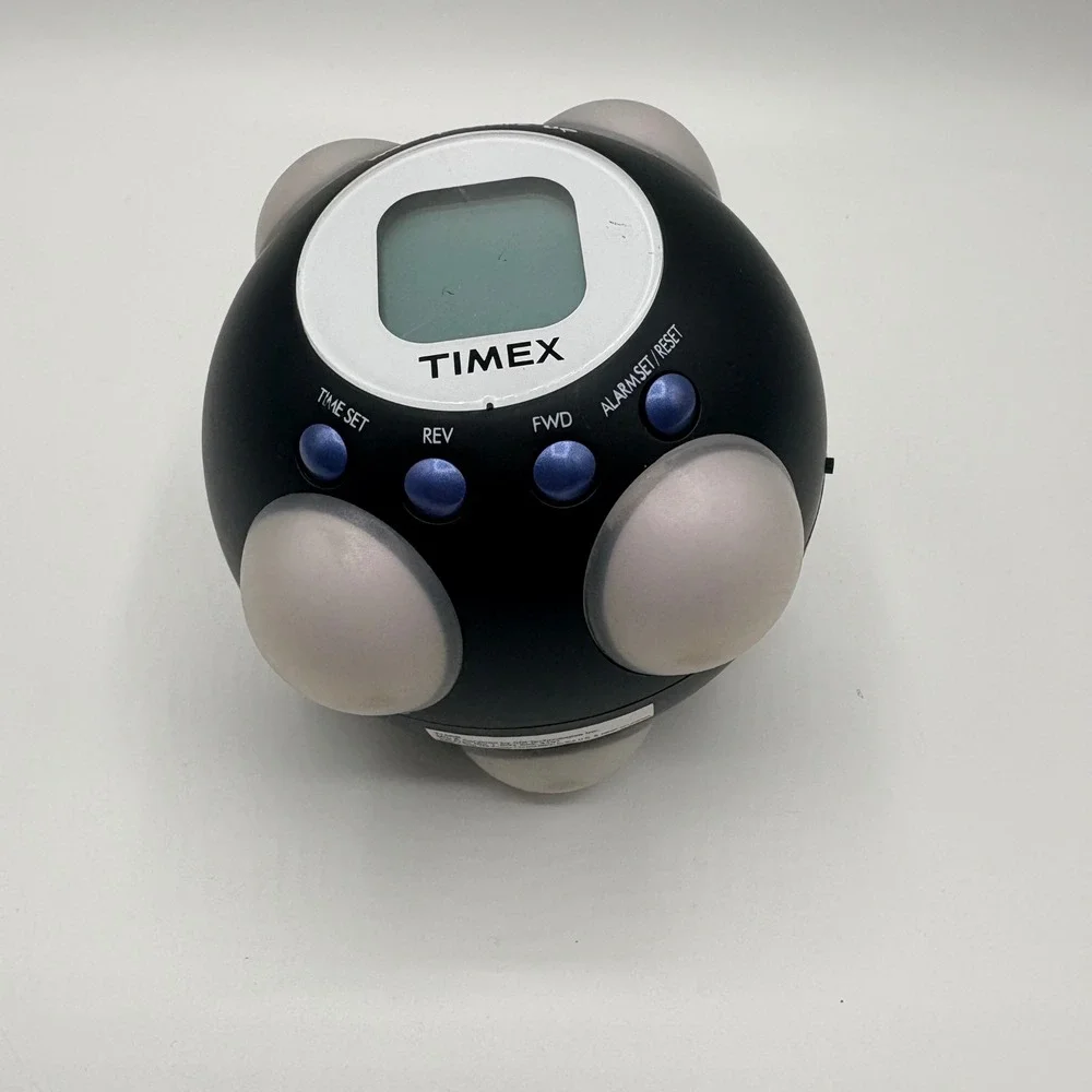 Timex Alarm Clock T156B Wacky Wake-up Talking Vibrating WORKS (some‎ corrosion)